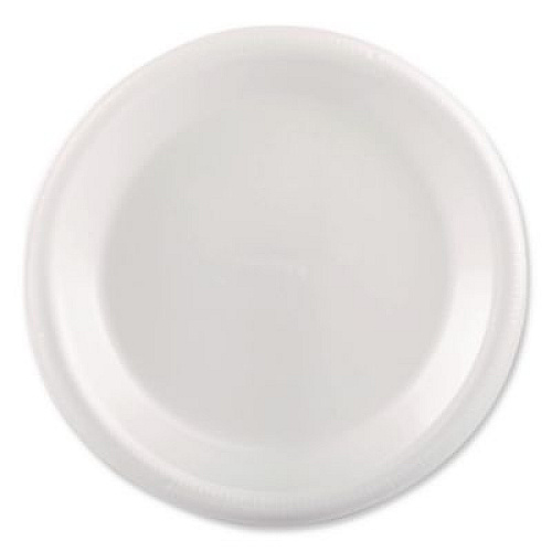 Plastifar Foam Dinnerware, Plate, 9" dia, Poly Bag, White, 125/Sleeve, 4 Sleeves/Pack (12040)
