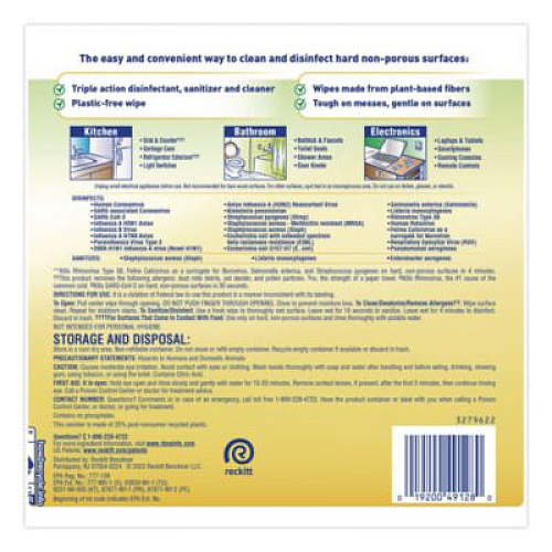 LYSOL Brand Disinfecting Wipes II Fresh Citrus, 1-Ply, 7 x 7.25, White, 70 Wipes/Canister, 6 Canisters/Carton (49128CT)