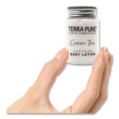 Diversified Hospitality Solutions Terra Pure Body Lotion Jam Jar, 1 oz Jar, Green Tea and Lemongrass Scent, 300/Carton (007484)