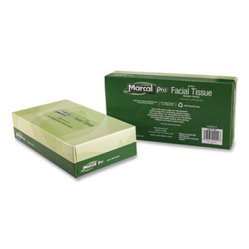Marcal PRO 100% Recycled Convenience Pack Facial Tissue, 2-Ply, White, 100 Sheets/Box, 30/Carton (NP5701)