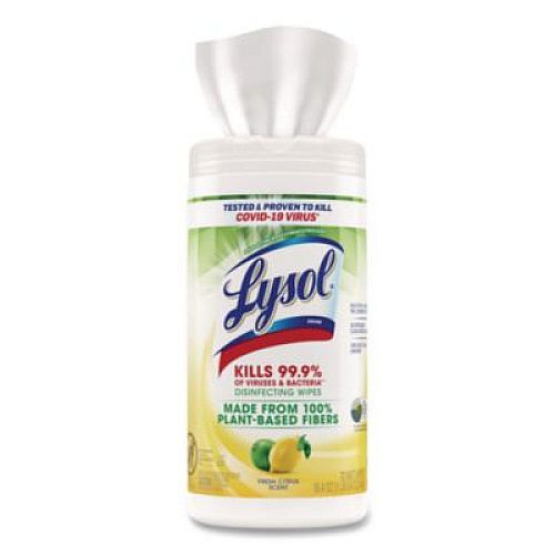 LYSOL Brand Disinfecting Wipes II Fresh Citrus Scent, 1-Ply, 7 x 7.25, Fresh Citrus, White, 70 Wipes/Canister (49128EA)