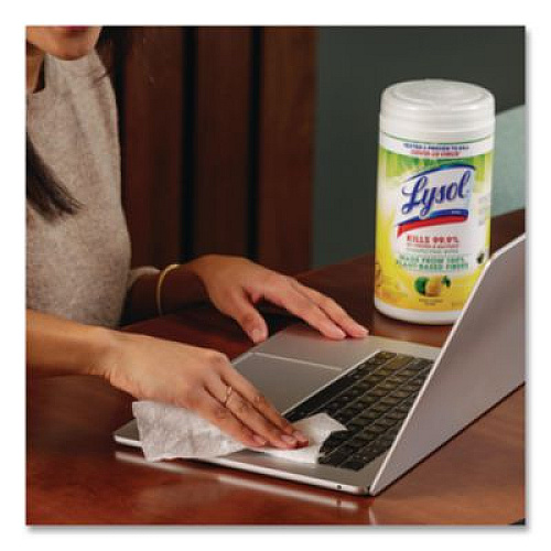 LYSOL Brand Disinfecting Wipes II Fresh Citrus Scent, 1-Ply, 7 x 7.25, Fresh Citrus, White, 70 Wipes/Canister (49128EA)