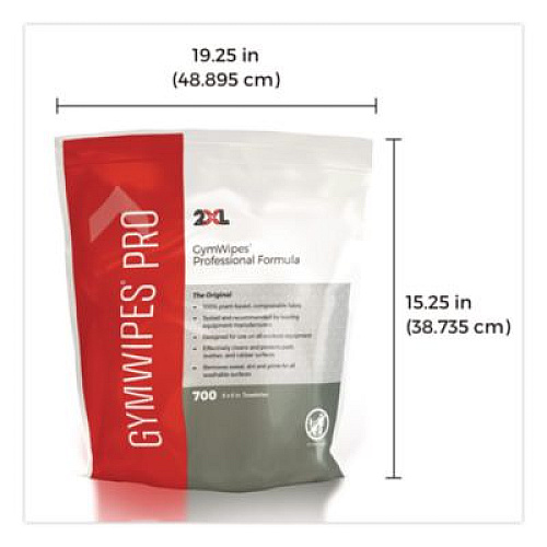 2XL Gym Wipes Professional, 1-Ply, 6 x 8, Unscented, White, 700/Pack, 4 Packs/Carton (L38)