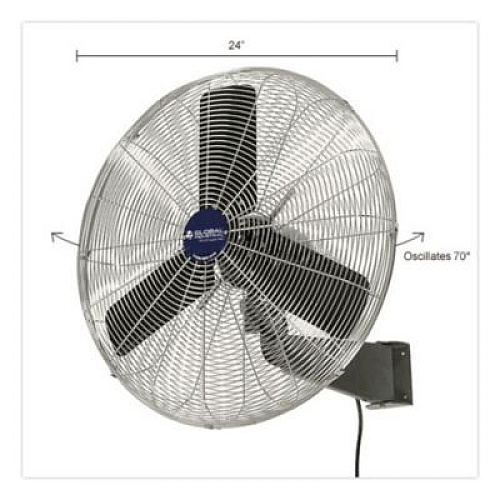 Global Industrial Oscillating Wall Mount Fan, 24", 3 Speeds, Black (607050)