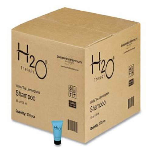 Diversified Hospitality Solutions H2O Therapy Shampoo Single Use, White Tea and Lemongrass Scent, 0.85 oz Tube, 300/Carton (007057)