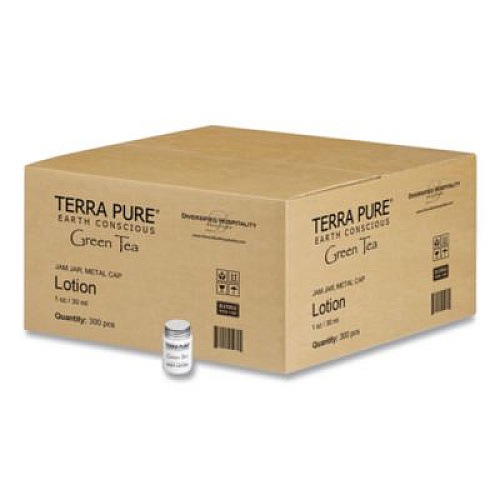Diversified Hospitality Solutions Terra Pure Body Lotion Jam Jar, 1 oz Jar, Green Tea and Lemongrass Scent, 300/Carton (007484)