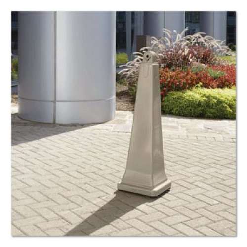 Rubbermaid Commercial GroundsKeeper Cigarette Waste Collector, Pyramid, 1 gal, 12.25 x 39.75, Beige (257088BG)