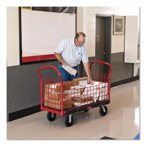 Rubbermaid Commercial Side-Panel Platform Truck, 2,000 lb Capacity, 24.25 x 56 x 41.25, Black (4486BLA)