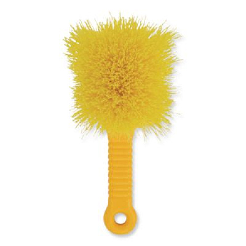 Rubbermaid Commercial Long Handle Scrub, Yellow Synthetic Bristles, 8" Brush, 8" Gray Plastic Handle (9B29CT)