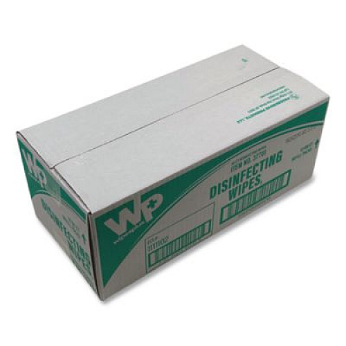 Carlisle WipesPlus Disinfecting Surface Wipes, Flat Pack, 1-Ply, 7 x 8, Lemon, White, 80 Wipes/Refill Pack, 12 Packs/Carton (37701)
