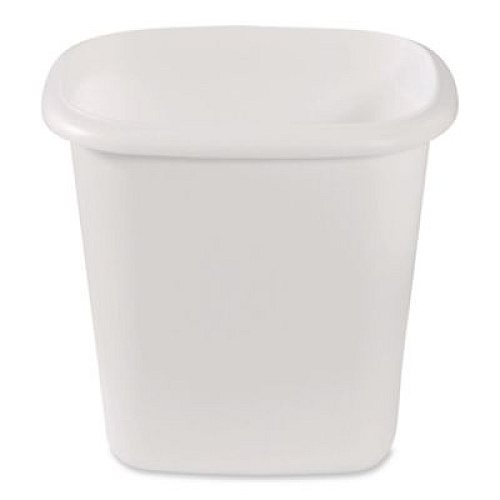 Rubbermaid Open-Top Wastebasket, 6 qt, Plastic, White, 6/Carton (2953WHICT)
