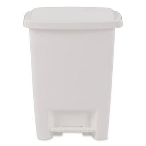 Rubbermaid Step-On Waste Can, 8.25 gal, Plastic, White (284187WHICT)