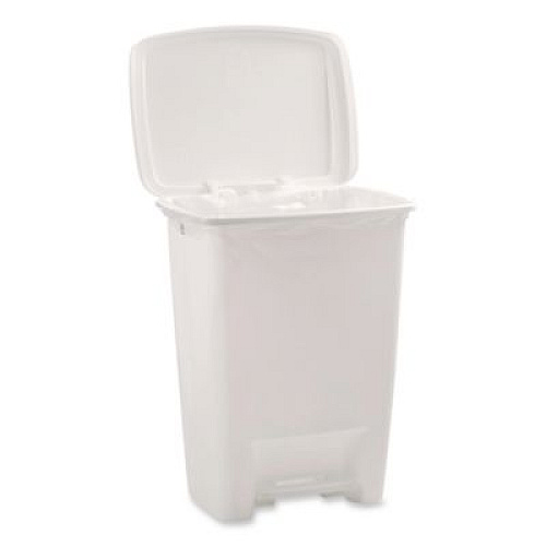 Rubbermaid Step-On Waste Can, 8.25 gal, Plastic, White (284187WHICT)