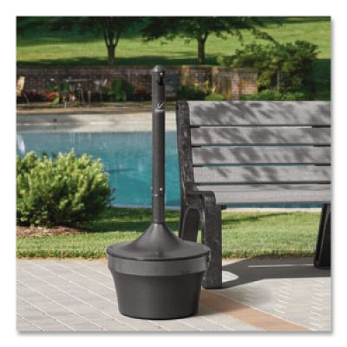 Rubbermaid Commercial Aladdin Smokers' Station, Round, Steel, 4.5 gal, 16 dia x 38.75, Charcoal (R1639EHGR)
