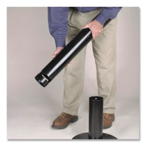 Rubbermaid Commercial Smoker's Pole, Round, Steel, 0.9 gal, 4 dia x 41h, Black (R1BK)