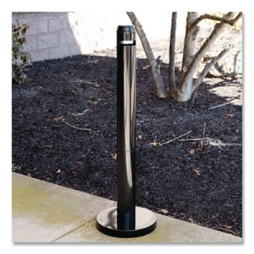 Rubbermaid Commercial Smoker's Pole, Round, Steel, 0.9 gal, 4 dia x 41h, Black (R1BK)