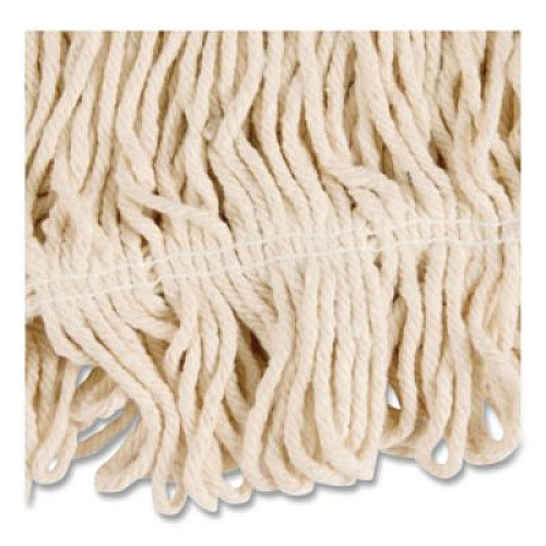 Rubbermaid Commercial Super Stitch Cotton Looped End Wet Mop Head, Large, 1" White Headband, 6/Carton (D113)