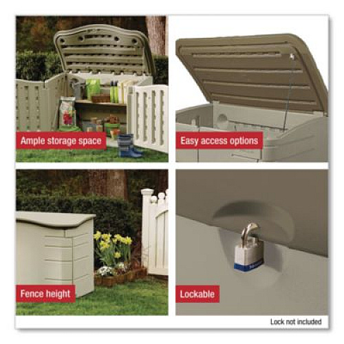 Rubbermaid Horizontal Outdoor Storage Shed, 55 x 28 x 36, 20 cu ft, Olive Green/Sandstone (3748)