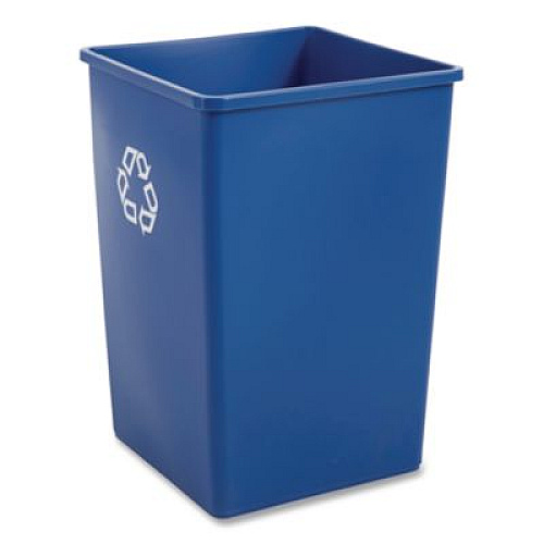 Rubbermaid Commercial Square Recycling Container, 35 gal, Plastic, Blue (395873BLU)