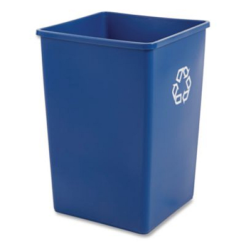 Rubbermaid Commercial Square Recycling Container, 35 gal, Plastic, Blue (395873BLU)