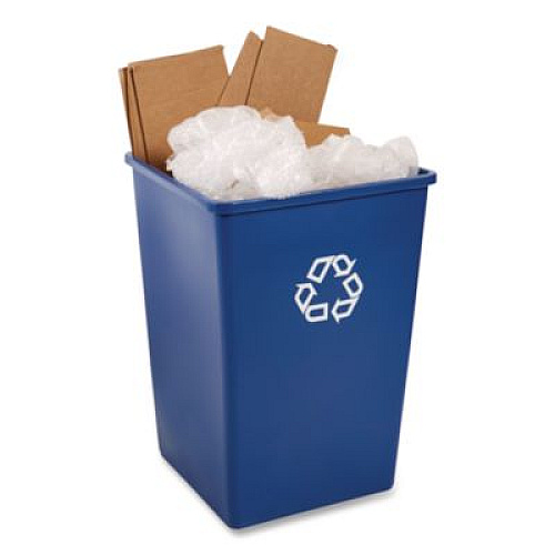Rubbermaid Commercial Square Recycling Container, 35 gal, Plastic, Blue (395873BLU)