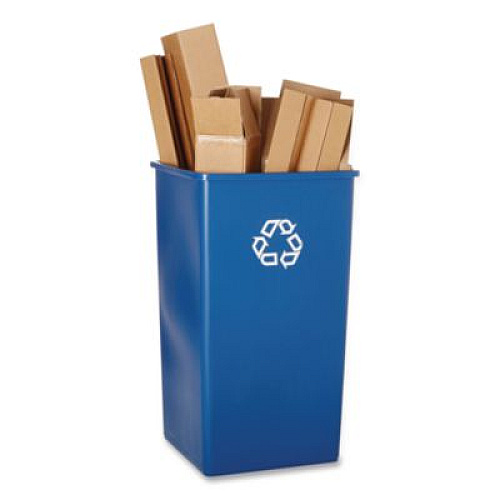 Rubbermaid Commercial Square Recycling Container, 50 gal, Plastic, Blue (395973BLU)