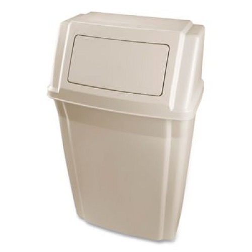 Rubbermaid Commercial Slim Jim Wall-Mounted Container, 15 gal, Plastic, Beige (7822BEI)