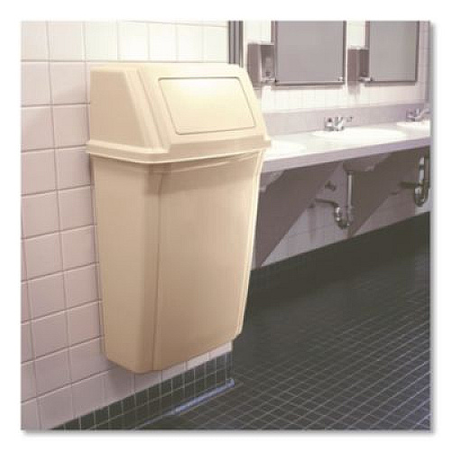 Rubbermaid Commercial Slim Jim Wall-Mounted Container, 15 gal, Plastic, Beige (7822BEI)