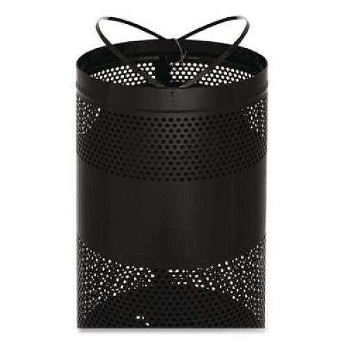 Rubbermaid Commercial Classics Perforated Open Top Receptacle, 25 gal, Steel, Black (S3ETBK)