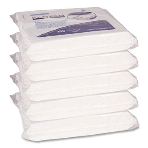 Kimtech W4 Critical Task Wipers, Flat Double Bag, 3-Ply, 9 x 9, Unscented, White, 100/Bag, 5 Bags/Carton (33390)