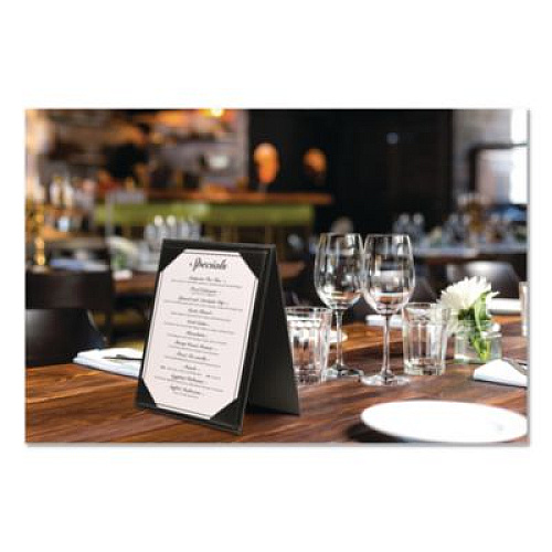 Excello Global Products Table-Top Menu Holder, For 4 x 6 Insert, 4.6 x 6.7 Holder, Black (SPLSMENU4X6A)