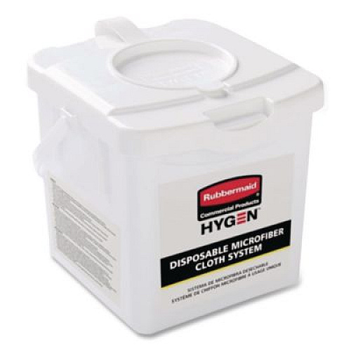 Rubbermaid Commercial HYGEN Disposable Microfiber Charging Bucket, 7.92 x 7.75 x 7.44, White, 4/Carton (2135007)