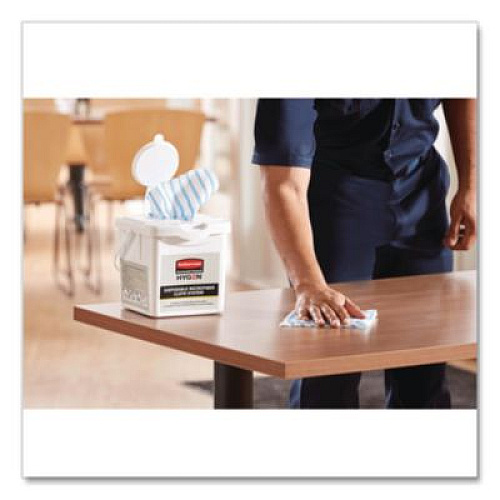 Rubbermaid Commercial HYGEN Disposable Microfiber Charging Bucket, 7.92 x 7.75 x 7.44, White, 4/Carton (2135007)