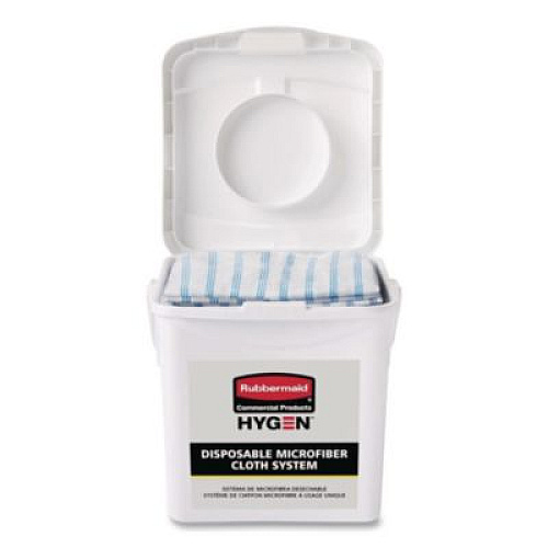 Rubbermaid Commercial HYGEN Disposable Microfiber Charging Bucket, 7.92 x 7.75 x 7.44, White, 4/Carton (2135007)
