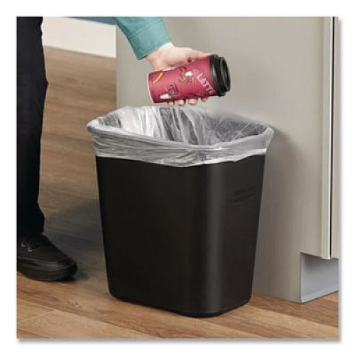 Rubbermaid Commercial Fiberglass Wastebasket, 7 gal, Fiberglass, Black (254300BK)