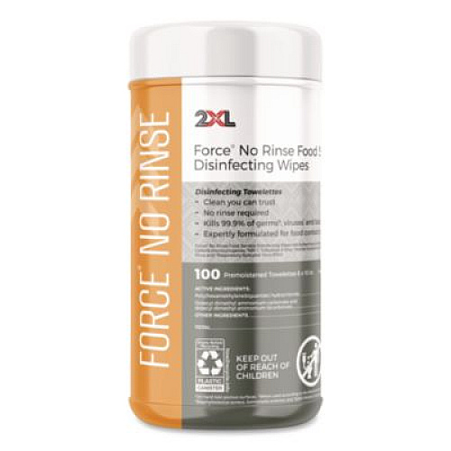2XL Food Service No Rinse Surface Sanitizing Wipes, 1-Ply, 6 x 8, White, 100/Roll, 6 Rolls/Carton (447)