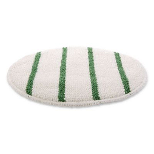 Rubbermaid Commercial Low Profile Scrub-Strip Carpet Bonnet, 19" Diameter, White/Green, 5/Carton (P269)