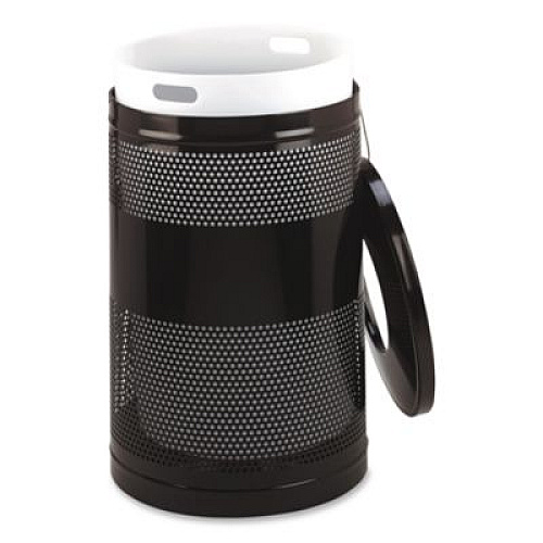 Rubbermaid Commercial Classics Perforated Open Top Receptacle, 51 gal, Steel, Black (S55ETBK)