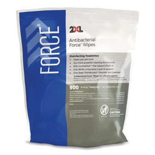 2XL FORCE Disinfecting Wipes Refill, 1-Ply, 6 x 8, Unscented, White, 900/Pack, 4 Packs/Carton (L4014)