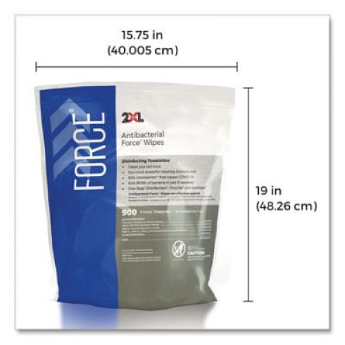 2XL FORCE Disinfecting Wipes Refill, 1-Ply, 6 x 8, Unscented, White, 900/Pack, 4 Packs/Carton (L4014)