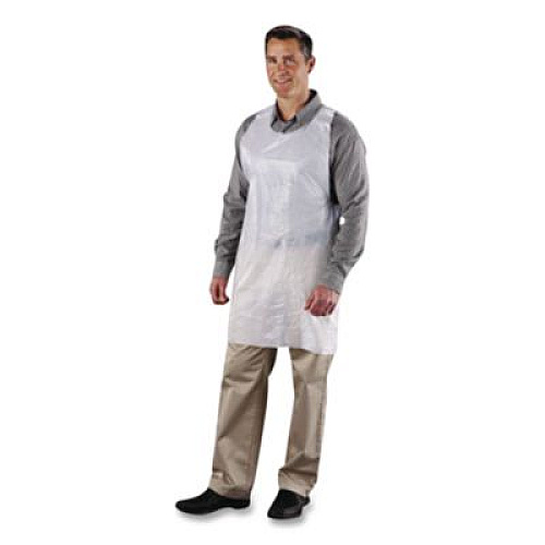 AmerCareRoyal Poly Apron, 24 x 42, One Size Fits All, White, 100/Pack, 10 Packs/Carton (DA2442)