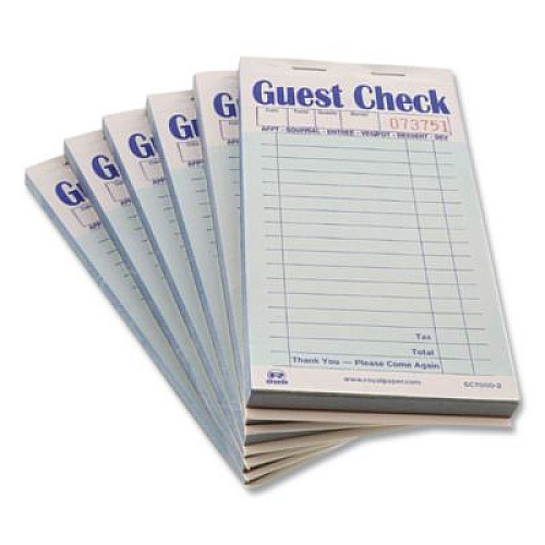 AmerCareRoyal Guest Check Pad, 17 Lines, Two-Part Carbon, 3.5 x 6.7, 50 Forms/Pad, 50 Pads/Carton (GC60002)