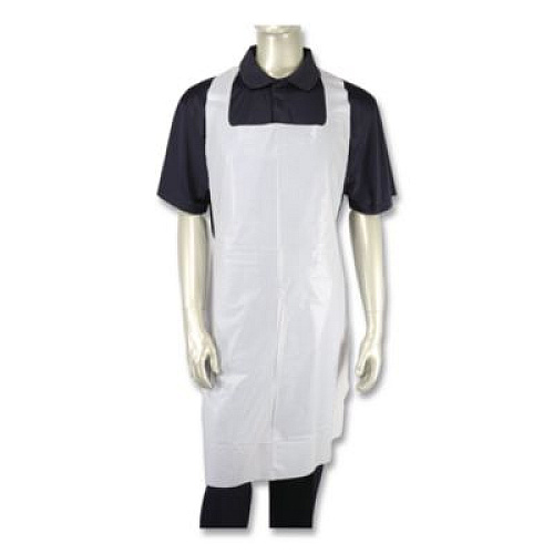 AmerCareRoyal Heavyweight Poly Aprons, 28 x 46, 1.77 mil, One Size Fits All, White, 500/Carton (RPA20HW)