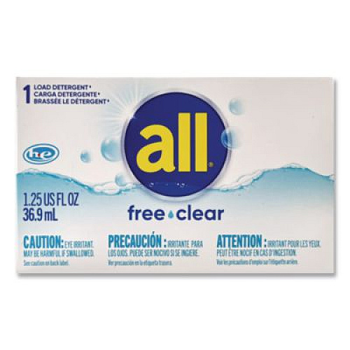 All Free Clear HE Liquid Laundry Detergent, Unscented, 1.25 oz Vending Box, 100/Carton (2979351)