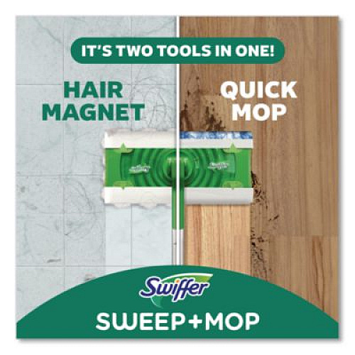 Swiffer Sweep and Mop 2-in-1 Dry + Wet Floor Mopping and Sweeping Kit, 12.4 x 2.95 Mop Head, Silver Plastic Handle, 6/Carton (16516CT)