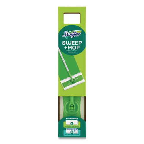 Swiffer Sweep and Mop 2-in-1 Dry + Wet Floor Mopping and Sweeping Kit, 12.4 x 2.95 Mop Head, Silver Plastic Handle (16516KT)