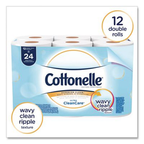 Cottonelle Clean Care Bathroom Tissue, Septic Safe, 1-Ply, White, 170 Sheets/Roll, 12 Rolls/Pack (12456PK)