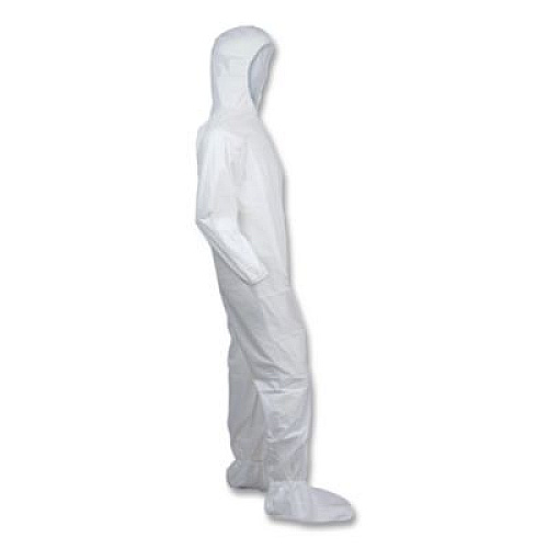 Ansell KleenGuard A30 Coveralls, Large, White, 25/Carton (46123)