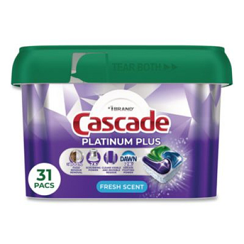 Cascade Platinum Plus ActionPacs Dishwasher Detergent Pods, Fresh Scent, 20.7 oz Tub, 31/Pack (06157PK)