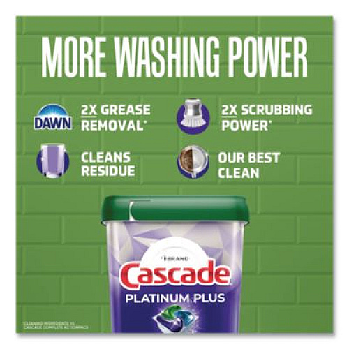 Cascade Platinum Plus ActionPacs Dishwasher Detergent Pods, Fresh Scent, 20.7 oz Tub, 31/Pack (06157PK)
